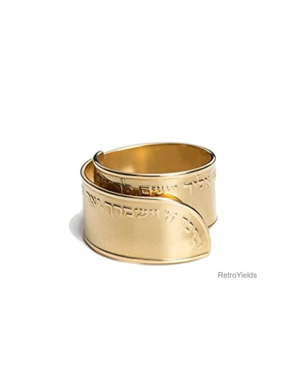 18K Yellow Gold Plated Adjustable Hebrew Priestly Blessing Statement Ring